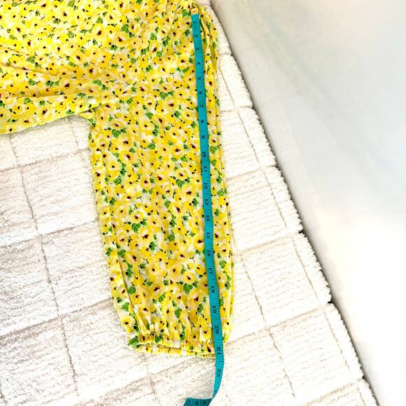 Loft Womens Med Yellow 3/4 Sleeve Top Blouse Casual Fairy Dainty Office Colorful - Picture 6 of 9